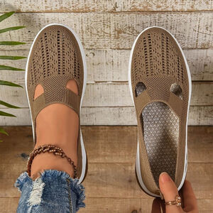 Orthopedic Knit Slip-On Shoes Comfort Walking Sneakers Size 39 Lightweight Neutr